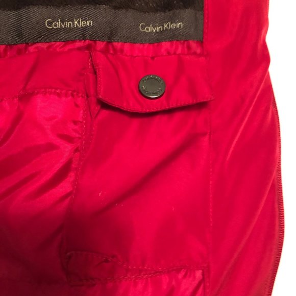 Calvin Klein Faux Fur Trim Hooded Quilted Down Jacket Puffer Parka Coat Women PS - Picture 4 of 10